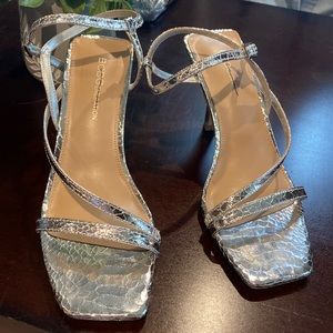 Silver evening heels size 7